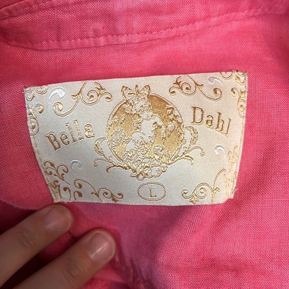 BELLA DAHL LINEN TUNIC LARGE PINK - Picture 14 of 16